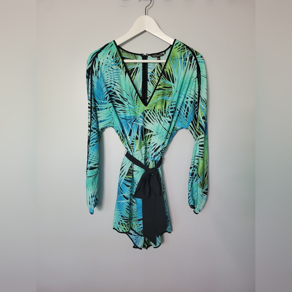 NWOT! Victoria's Secret Tropical Palm Leaf Swimsuit Coverup Romper SZ 6